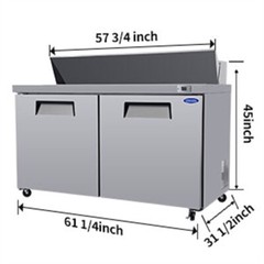 Orikool 60″ Commercial Refrigerators Sandwich & Salad Prep Table ETL Certified
