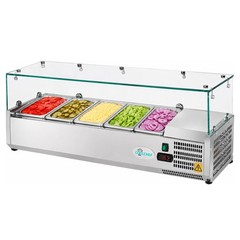 47″ Refrigerated Condiment Prep Station with 5 x 1/4 GN Pans 35-50°F for Salad