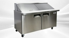 NEW 60″ Commercial Double Lid Refrigerator Prep Table Mega Top NSF ETL