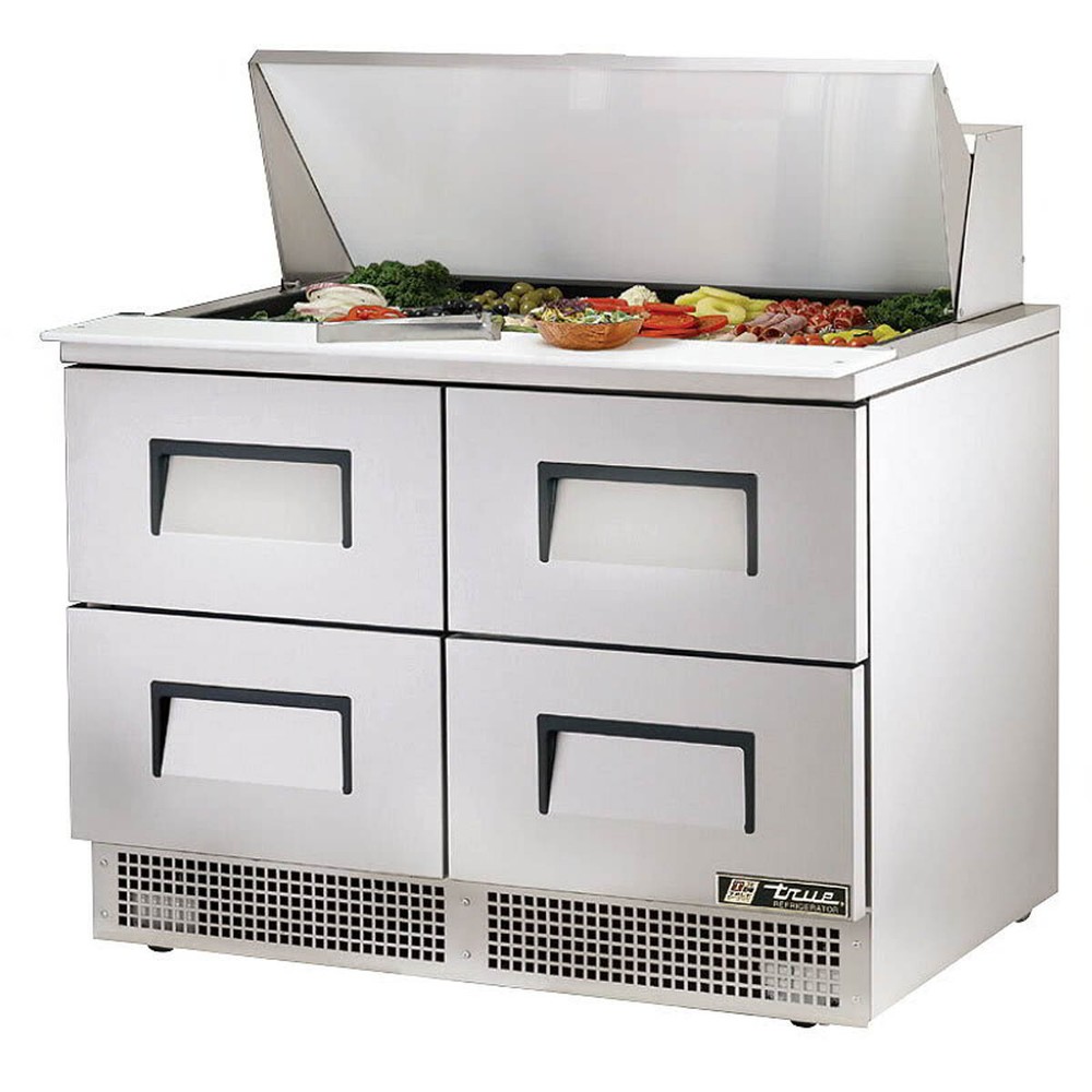 True TFP-48-18M-D-4 48″ Two Section Mega Top Sandwich Prep Table, 18 Pan, 4 D…