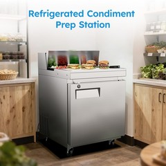 NEW 27″ Commercial Refrigerated Prep Table Cooler Salad Sandwich Pizza NSF 110V