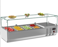 48” Stainless Steel Sandwich Prep Table Glass Cover Refrigerated Counter