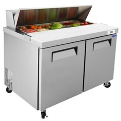 Commercial Refrigerator 48 IN Sandwich Salad Prep Table Station 2 Door w/Wheels
