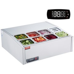 VEVOR Countertop Refrigerated Salad Pizza Prep Station 140 W Stainless Guard ETL