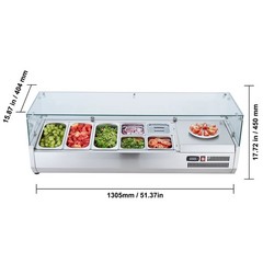 Uimoso Countertop Refrigerated Salad and Pizza Prep Station with Glass Guard