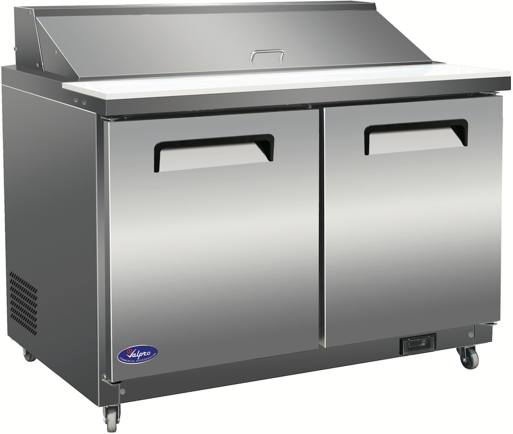 Valpro VP48S-HC 48″ Two Section Sandwich/Salad Prep Table w/ 2 Doors, 12 Pans