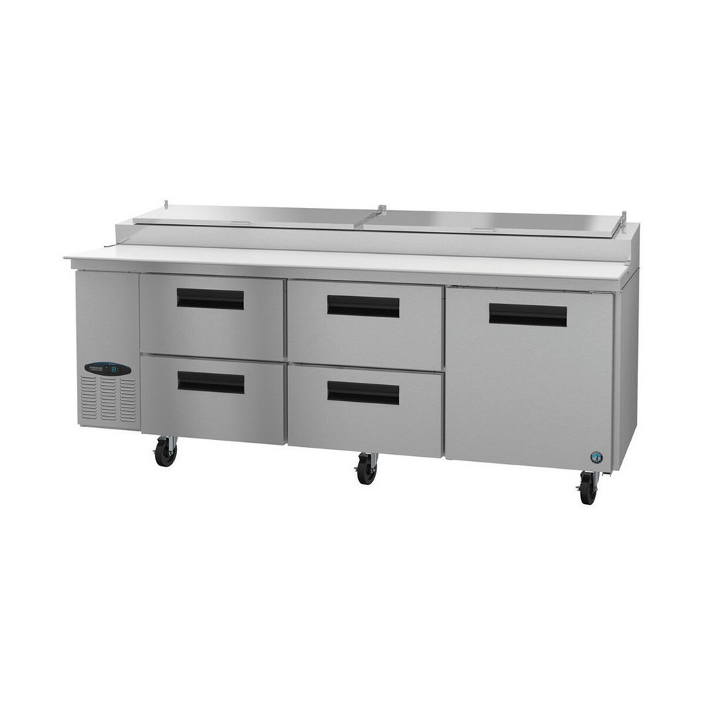 Hoshizaki PR93A-D4 93″ Three Section Refrigerated Pizza Prep Table w/ 4 Drawe…