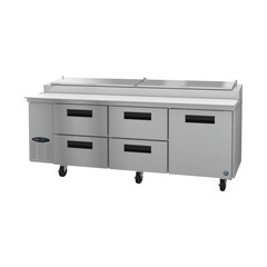 Hoshizaki PR93A-D4 93″ Three Section Refrigerated Pizza Prep Table w/ 4 Drawe…