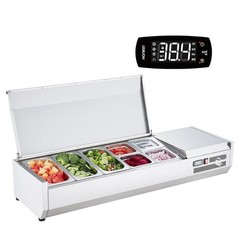Commercial Desktop Condiment Cooler Stainless Steel Prep Station 140W Compressor