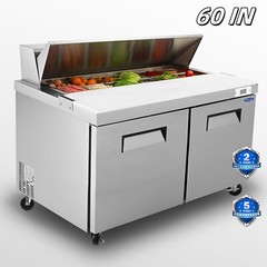 60″ Commercial Refrigeration Sandwich Salad Prep Table 2 Doors with Wheels New