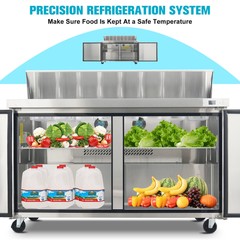 48″ Sandwich Prep Table Commercial 12 Pan Salad Food Refrigerator ETL Certified