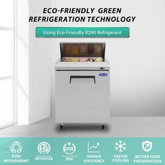 29″ Commercial Sandwich Salad Prep Table w/ Refrigerator 8 Cu.Ft Auto Defrost