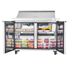 48″ Commercial Sandwich Prep Table, 12.5 Cu Ft, Stainless Steel, 18 Pans