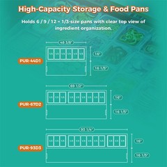93″ Commercial Pizza Prep Table w/ 31Cu.Ft Built-in Refrigerator & Cold Storage