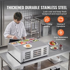 VEVOR 27.5″ Countertop Refrigerated Condiment Salad Pizza Prep Station 140 W ETL