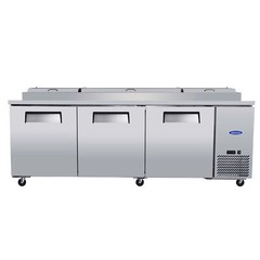 93” 3 Door Refrigerated Pizza Prep Table Commercial Stainless Steel 30.8 cu.ft.
