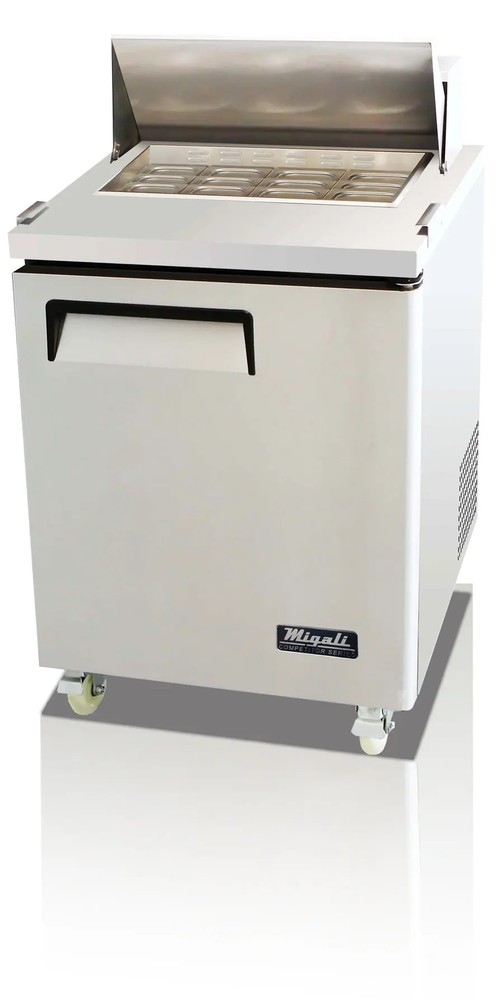 Migali C-SP27-12BT-HC 6.5cf Big Top Sandwich Prep Table 1 Solid Door 12 Pan Cap
