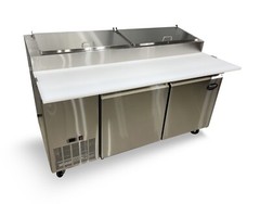 NEW 2 Door 67″ Refrigerated Pizza Prep Table Cooler NSF Pizza Counter