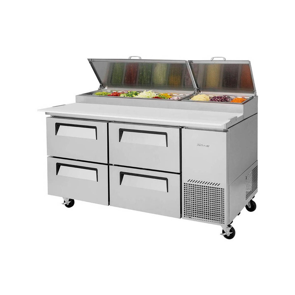 Turbo Air TPR-67SD-D4-N 67″ Two Section Refrigerated Pizza Prep Table, 20.0 c…