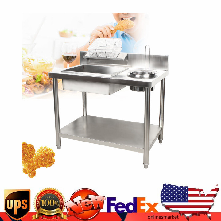 Breading Table Food Prep Breader Station Fried Chicken Worktable Stainless Steel
