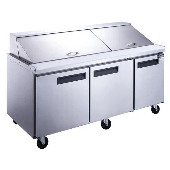 Commercial Stainless Steel 72″ Mega Top 3 Door Sandwich Prep Table Refrigerator