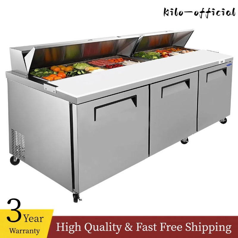 72″ 3 Doors Commercial Refrigerators Sandwich & Salad Prep Table 22Cu.Ft 33~40℉