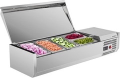 47″ Refrigerated Condiment Prep Station, 25.1Qt Capacity with 3 1/3 & 2 1/4 Pans