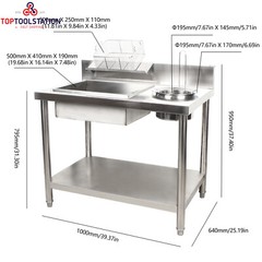 Breading Table Fried Chicken Station Kitchen Stainless Steel Prepare Workdesk