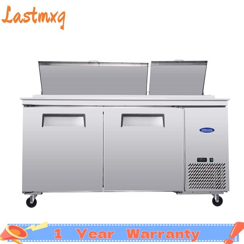 67″ Double Door Stainless Steel Commercial Refrigerated Salad Pizza Prep Table