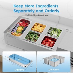 40″ Countertop Condiment Refrigerated Salad Sandwich Prep Station w/Glass Shield