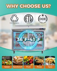 Commercial 60” Refrigerated Sandwich & Salad Prep Table Double Door 18 cu.ft.
