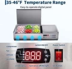 130W Countertop Refrigerated Condiment Prep Station 35-46F Digital Auto Defrost