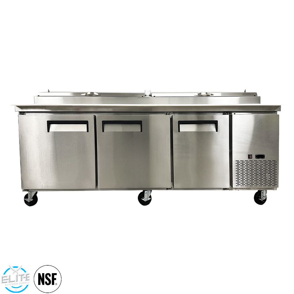 NSF 91″ Sandwich Prep Table 3 Door Pizza Cooler 12 Pan in Stainless Steel ETL