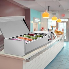 47″ Refrigerated Condiment Prep Station, 25.1Qt Capacity with 3 1/3 & 2 1/4 Pans