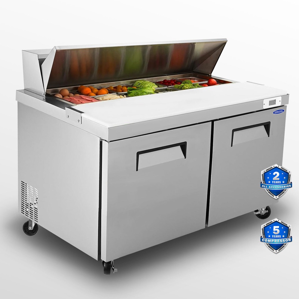 60″ Commercial Refrigerators Sandwich & Salad Prep Table w/Cutting Board 18Cu.Ft