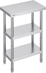 Polished Stainless Steel Work Table, 14×24 Inch – Ideal for All Cooking Tasks