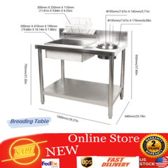 Breading Table Fried Food Prep Station Fry Chicken Work Table Stainless Steel