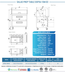 NEW 2 Drawer 36″ Refrigerated Mega Top Prep Table NSF Dukers DSP36-15M-D2 #4039