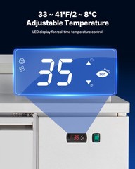 VEVOR Commercial Refrigerated Pizza Prep Table StainlessSteel Fridge Double Door