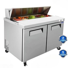 48″ W Commercial Refrigeration Sandwich Salad Prep Table 2 Doors with 12 Pans