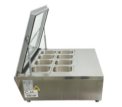 32″ W 1.3 cu. ft. Countertop Sandwich Prep Table with 8 Pans, Stainless Steel