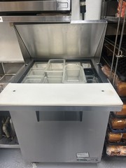 True TSSU-27-08-HC 1 Door Refrigerated Prep Table with Cutting Top