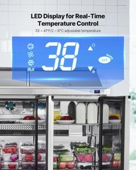 VEVOR 72″ Mega Top Commercial Refrigerated Sandwich Prep Station 3 Door w/30 Pan