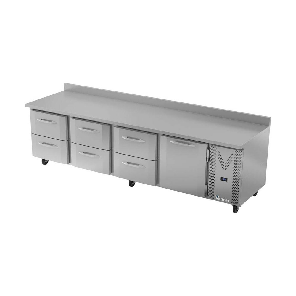 Victory VWRD119HC-6 118″ Four-Section Worktop Refrigerator w/ 6 Drawers, 1 Do…