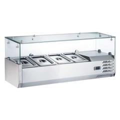 48″ Refrigerated Countertop Salad Bar, Glass Topping Rail, 4 Pans
