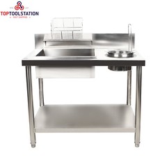 Breading Table Fried Chicken Station Kitchen Stainless Steel Prepare Workdesk