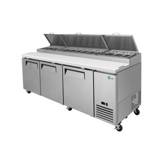 Commercial 93” Refrigerated Pizza Prep Table 3 Door Stainless Steel 31 cu.ft.