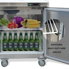 Stainless Steel 60″ 2-Door Salad Sandwich Prep Table Refrigerator 16 Pans