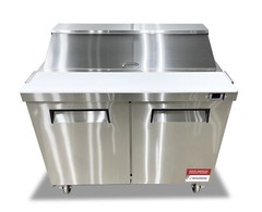 Sandwich Prep Unit 48″ Table Salad Refrigerator Prep Top 2 Door 12 Pan