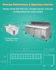 Commercial 93” Refrigerated Pizza Prep Table 3 Door Stainless Steel 31 cu.ft.